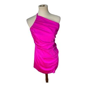 NWT Neon Pink One Shoulder Dress by Crystal Doll